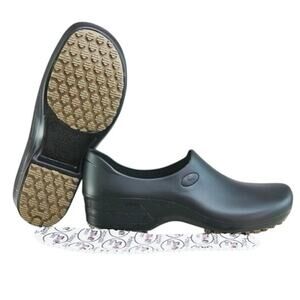 Sticky Clogs Ladies 8 Black Rubber Nursing Shoes Restaurant Gardening Waterproof